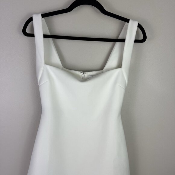 Princess Polly Bombshell White Mini Dress 4 Square Neck Bodycon Slit Party - Picture 3 of 8